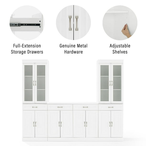 Crosley Furniture Stanton 3-Piece Sideboard & Glass Door Pantry