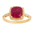 thumbnail image 1 of Cushion Cut Created Ruby Ring with Diamonds in 14K Gold, 1 of 4