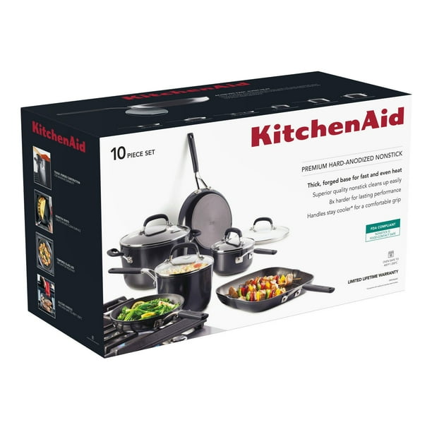 KitchenAid 10-Piece Hard Anodized Nonstick Cookware Pots and Pans