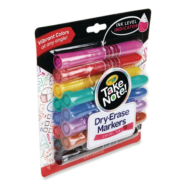 Crayola Take Note Dry-Erase Markers, Broad, Chisel Tip, Assorted