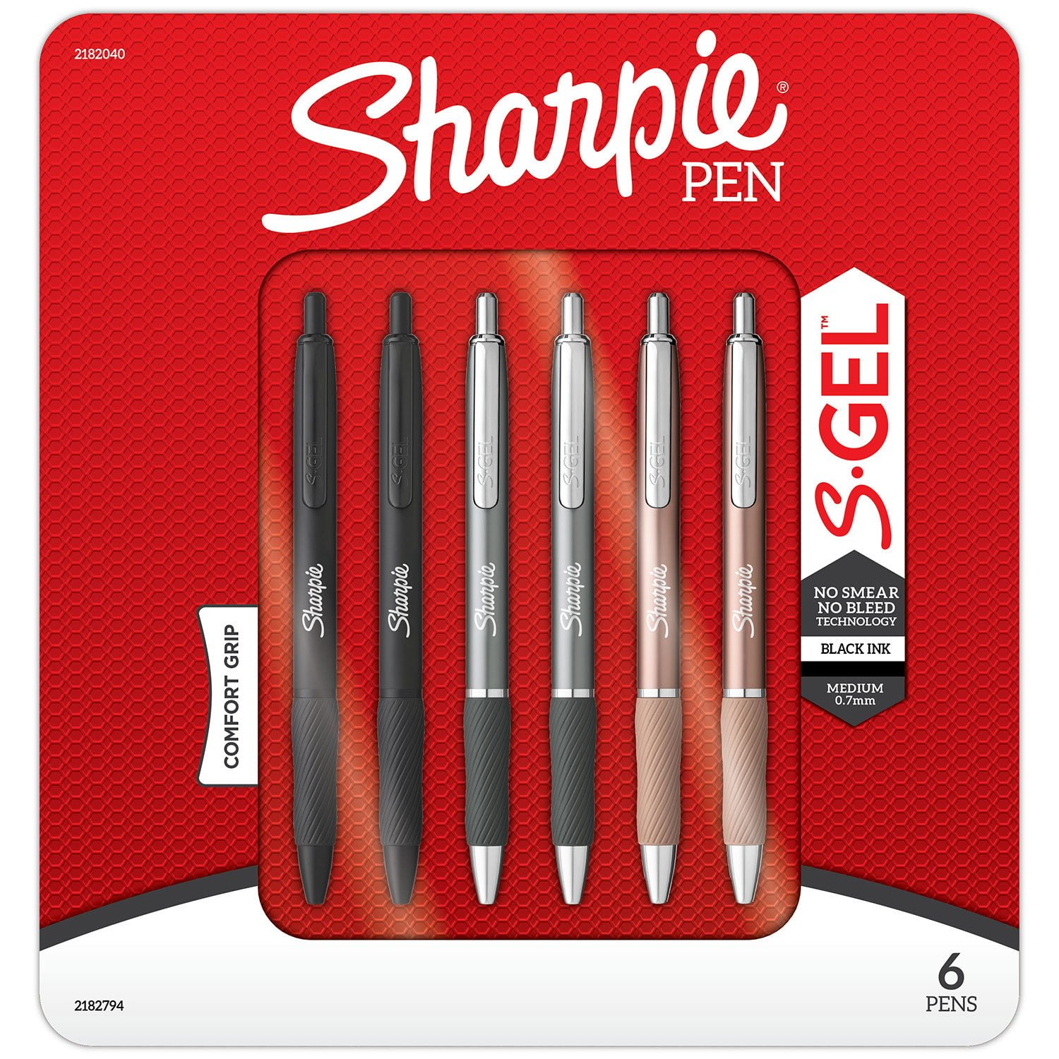 Sharpie Metal Barrel S-Gel Pens, 6-Pack, Medium Point