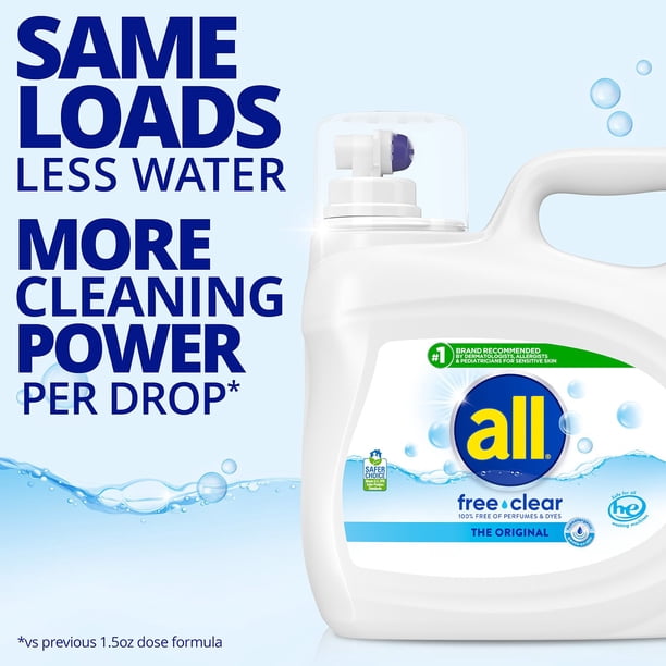 all Liquid Laundry Detergent, Free Clear for Sensitive Skin, 208oz, 166  loads