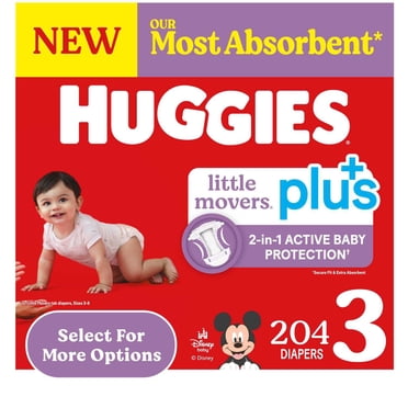 Huggies Little Movers Plus Baby Diapers, Size 3-7