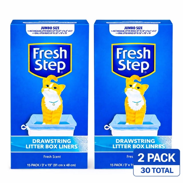 Fresh Step Drawstring Litter Box Liner Bundle, Fresh Scent, Multiple Sizes, 30 ct.
