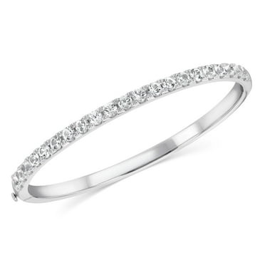 925 Sterling Silver Lab White Sapphire Bangle