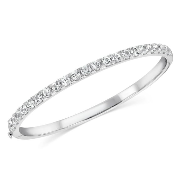 925 Sterling Silver Lab White Sapphire Bangle