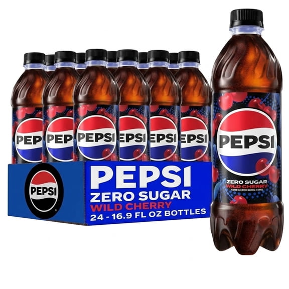 Pepsi Zero Sugar Wild Cherry Soda Pop, 16.9 fl oz., 24 pk.