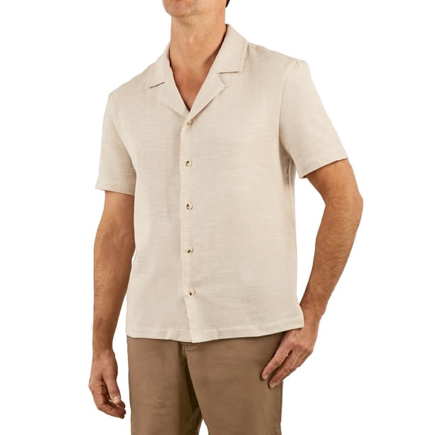 men's champagne dress shirt short sleeve Hisdern Champagne Cloud Stretch Dress Shirt for Corporate Workwear L