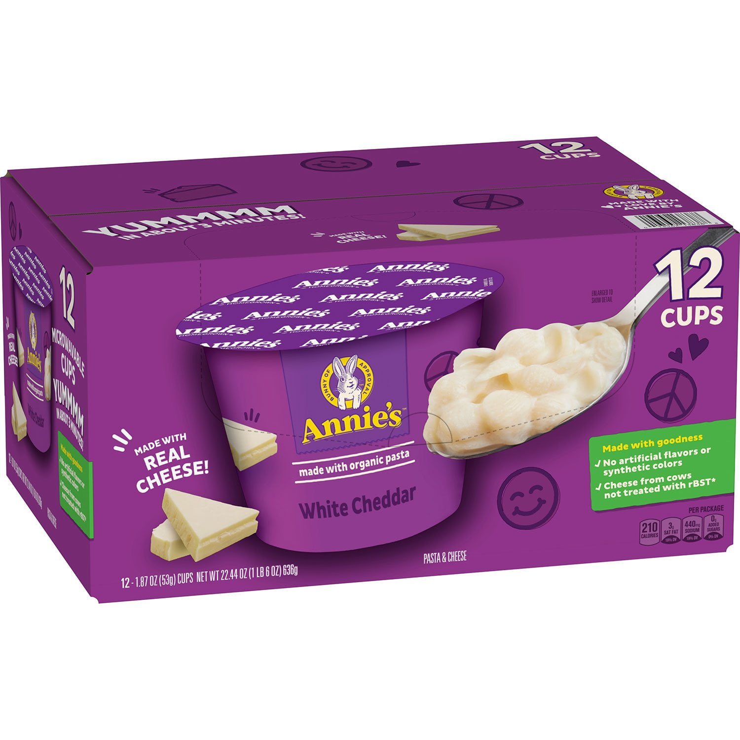 Annie's Shells and White Cheddar Mac and Cheese Cups, 12 pk