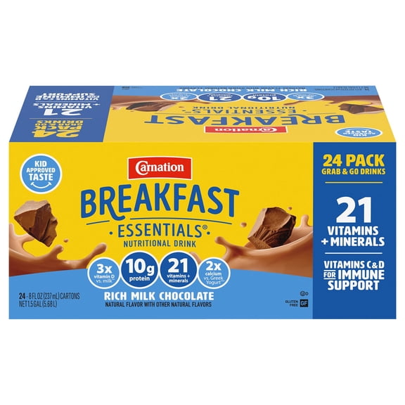Carnation Breakfast Essentials Ready To Drink, Rich Milk Chocolate 8 oz., 24 pk.