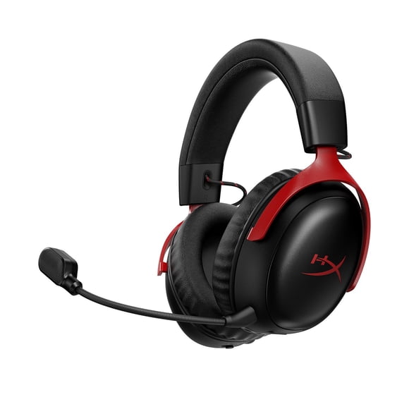 HyperX Cloud III S – Wireless Gaming Headset for Multi-Platform, 2.4GHz, Bluetooth, Battery Life up to 120 Hours 2.4GHz / 200 Hours Bluetooth, 53mm Angled Drivers, 10mm Detachable Mic – Black/Red