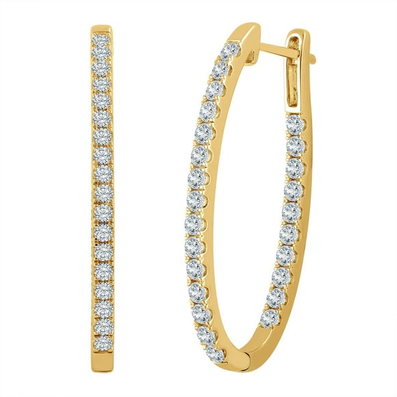 1.96 CT. T.W. Round Cut Inside Out Diamond Hoop Earrings in 14K Gold