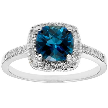 Cushion Cut Gemstone & 0.18 CT.T.W. Halo Diamond Ring in 14K Gold