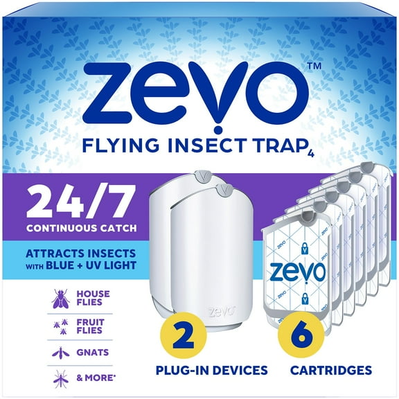 Zevo Flying Insect Trap with 2 devices + 6 Refill Cartridges
