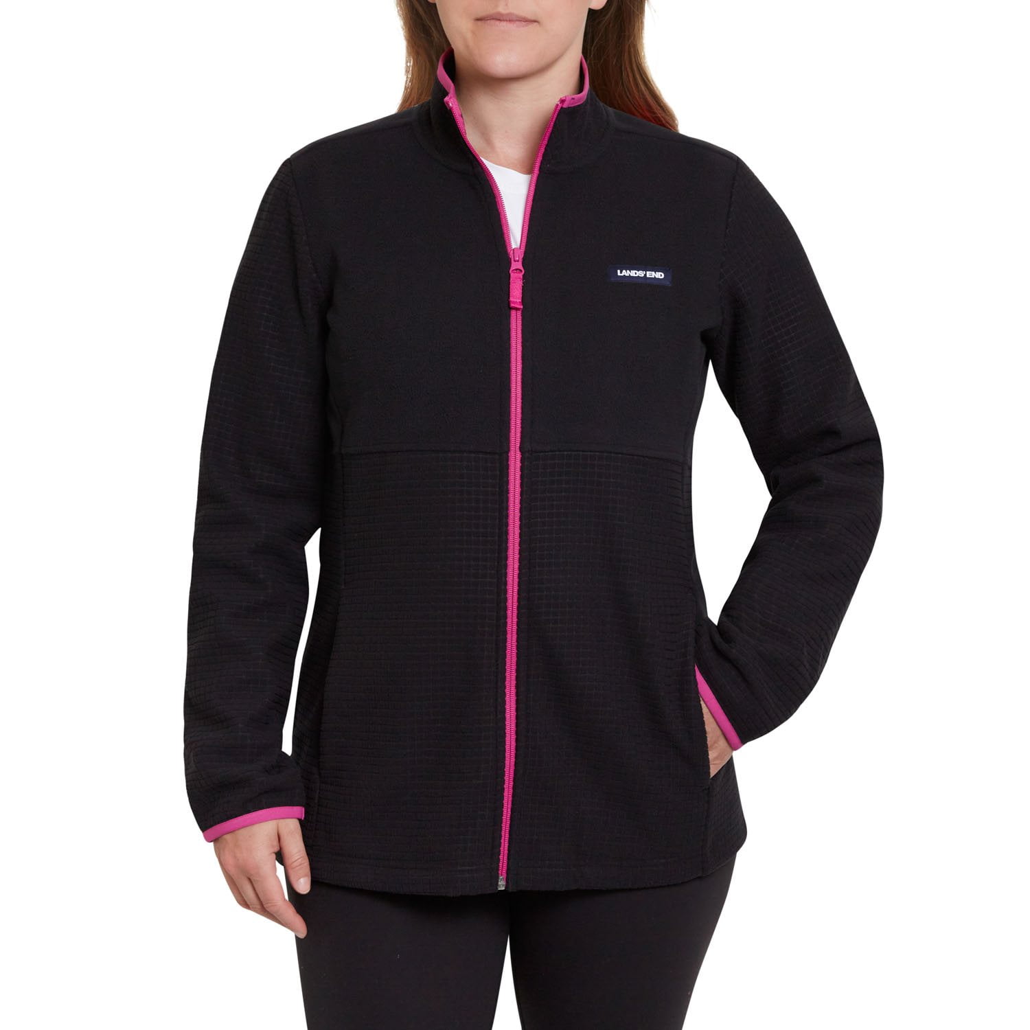 Lands' End Ladies Grid Fleece Zip Up Jacket - Samsclub.com