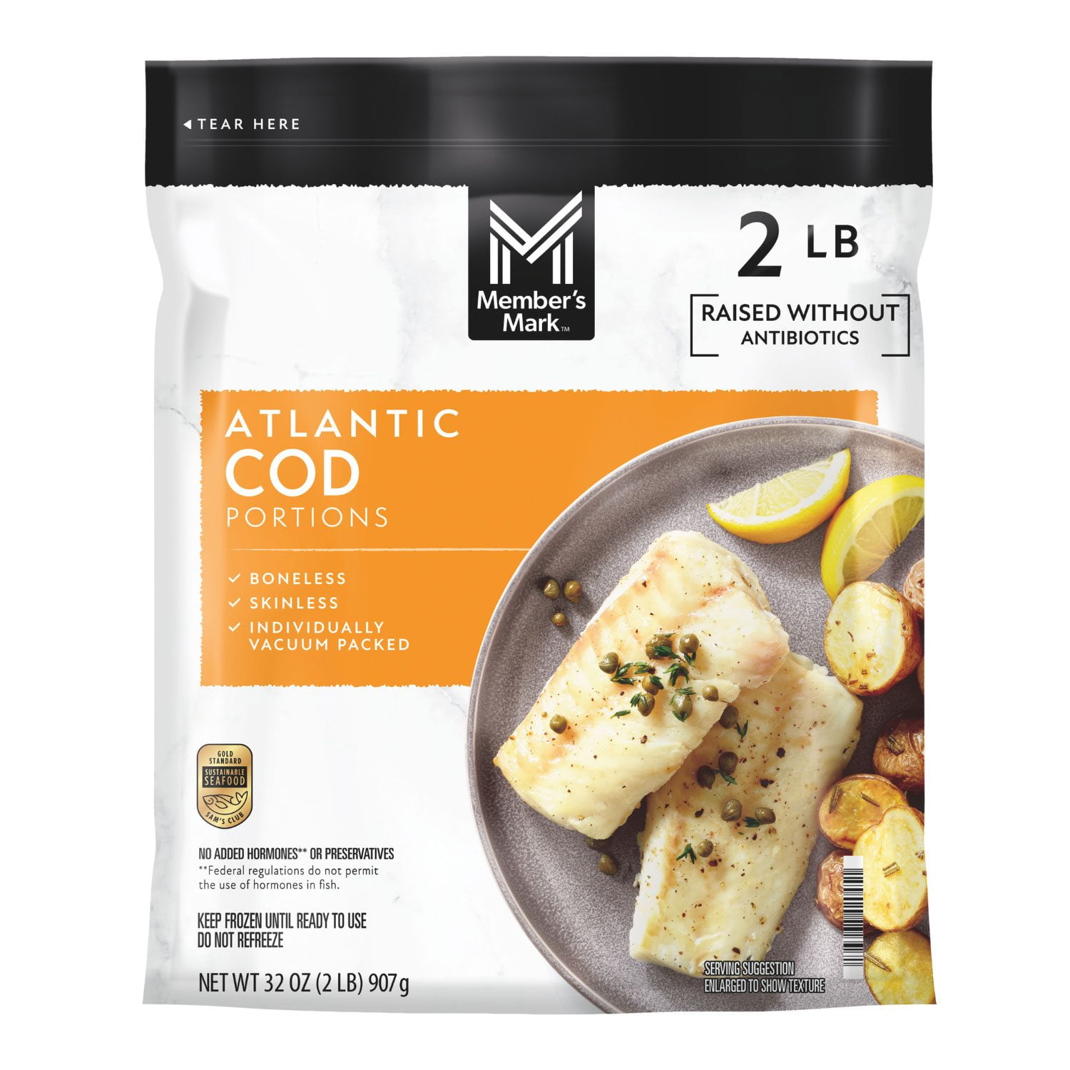 Member's Mark Farm Raised Atlantic Cod Portions, Frozen, 2 lbs ...