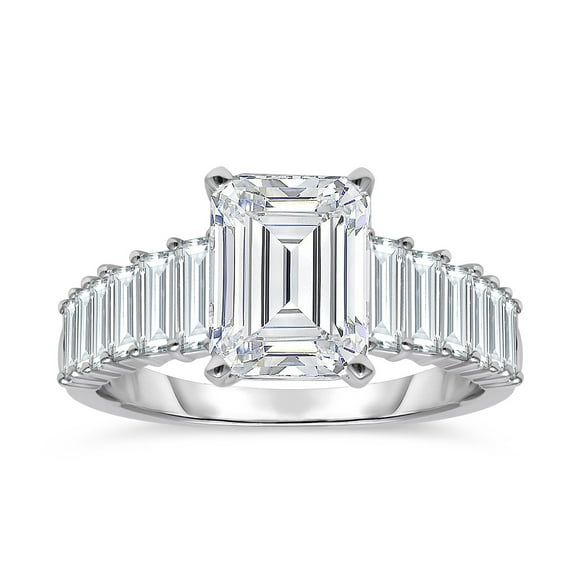 Lab Created Diamond Emerald Center Ring in 18K Gold, 2.95 C.T.T.W.