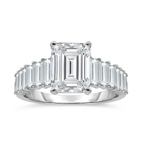 Lab Created Diamond Emerald Center Ring in 18K Gold, 2.95 C.T.T.W.