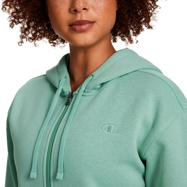 Champion Super Fleece Sherpa Champion Fleece Lined Green Hoodie