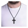 thumbnail image 5 of Spartan Stainless Steel with Black Spinel Gemstones Men's Cross Pendant Necklace, 5 of 5