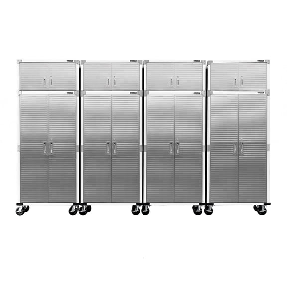 Seville Classics UltraHD 8-Piece Rolling Steel Garage Storage Cabinet With Stacker Set, 12 Feet Wide