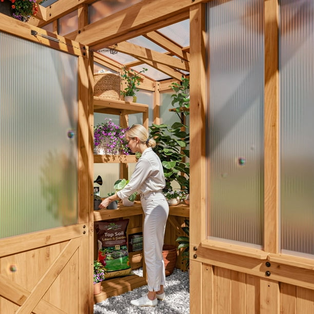 Backyard Discovery 9' x 6' Modern Cedar Greenhouse - Samsclub.com