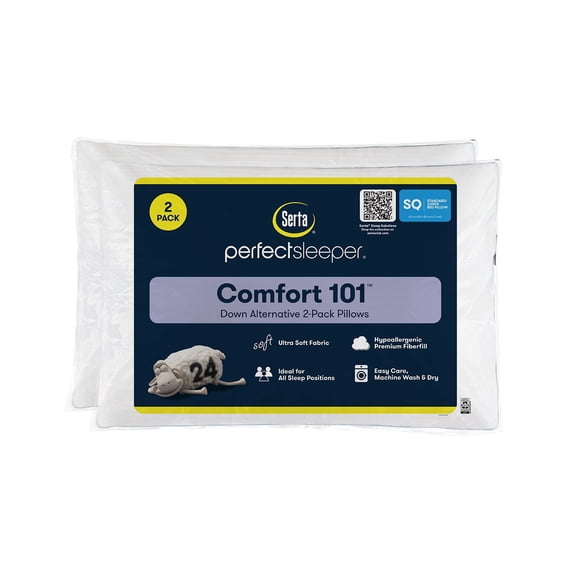 Serta 2-Pack Comfort 101 Bed Pillows, Assorted Sizes