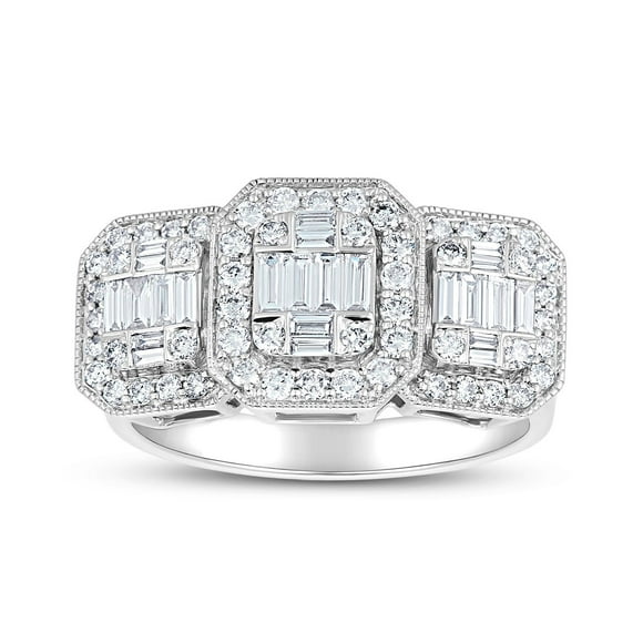 0.80 CT. T.W. Diamond Emerald Shaped Three Stone Ring in 14K Gold