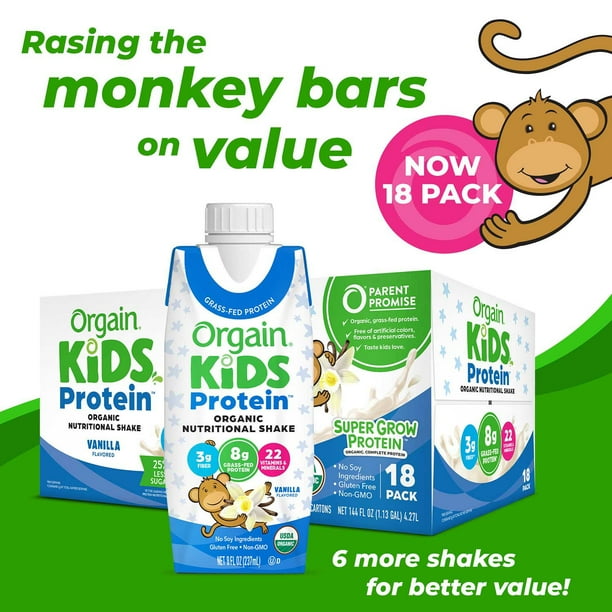 Orgain Kids 8g Protein Organic Nutritional Shake, Vanilla, 8 fl
