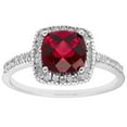 thumbnail image 1 of Cushion Cut Gemstone & 0.18 CT.T.W. Halo Diamond Ring in 14K Gold, 1 of 4