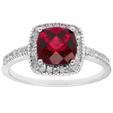 Cushion Cut Gemstone & 0.18 CT.T.W. Halo Diamond Ring in 14K Gold