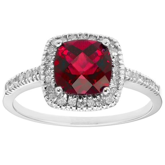 Cushion Cut Gemstone & 0.18 CT.T.W. Halo Diamond Ring in 14K Gold