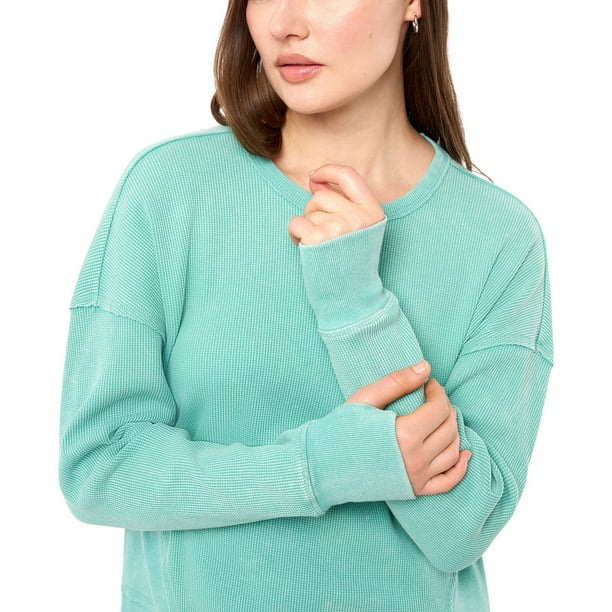 Seven7 Women's Long Sleeve Waffle Crewneck Top - Samsclub.com