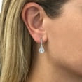 thumbnail image 4 of Pear Cut Gemstone & Halo Diamond Tear Drop Dangle Earrings in 14K Gold, 4 of 4