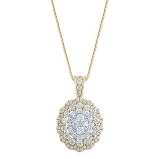 1.46 CT.T.W. Round Cut Diamond Pendant Necklace in 14K Gold