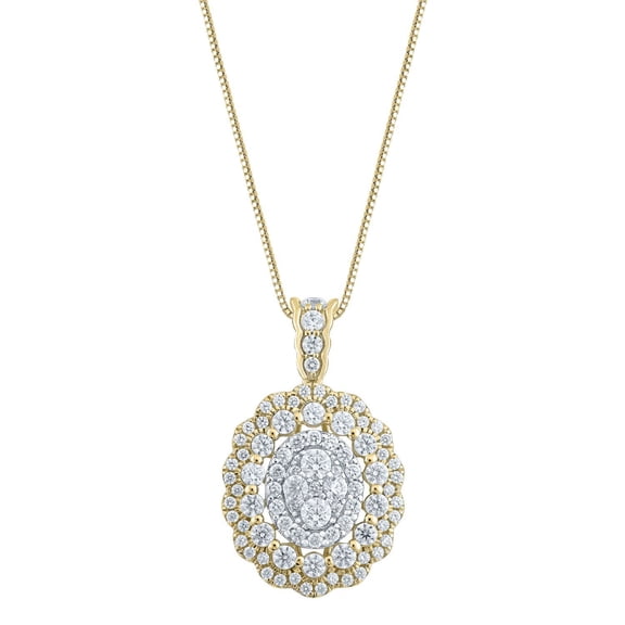1.46 CT.T.W. Round Cut Diamond Pendant Necklace in 14K Gold