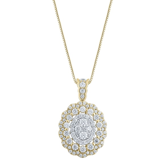 1.46 CT.T.W. Round Cut Diamond Pendant Necklace in 14K Gold
