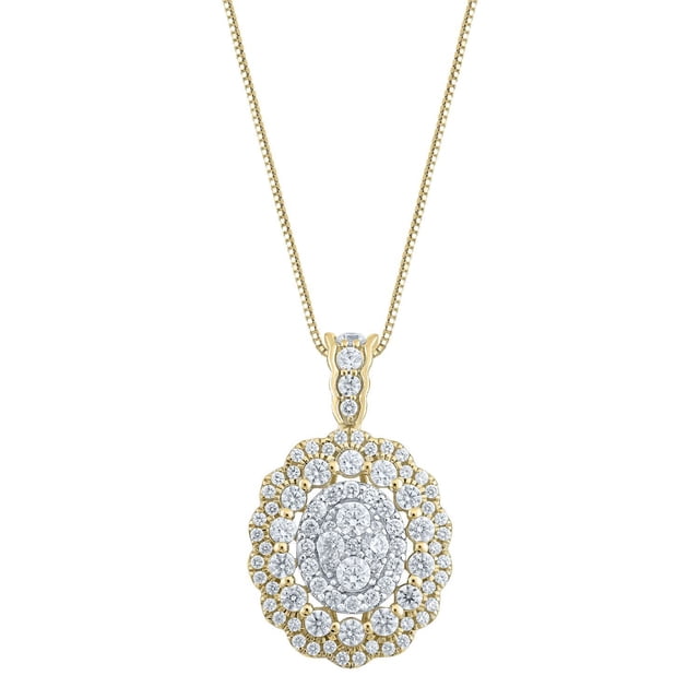 1.46 CT.T.W. Round Cut Diamond Pendant Necklace in 14K Gold