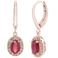 thumbnail image 1 of Oval Cut Genuine Gemstone and 0.16 CT. T.W. Diamond Dangle Earrings in 14K Gold, 1 of 5