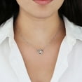 thumbnail image 6 of Round Cut Lab Created White Sapphire & Diamond Heart Dancing Pendant Necklace in 14K Gold & Sterling Silver, 6 of 7