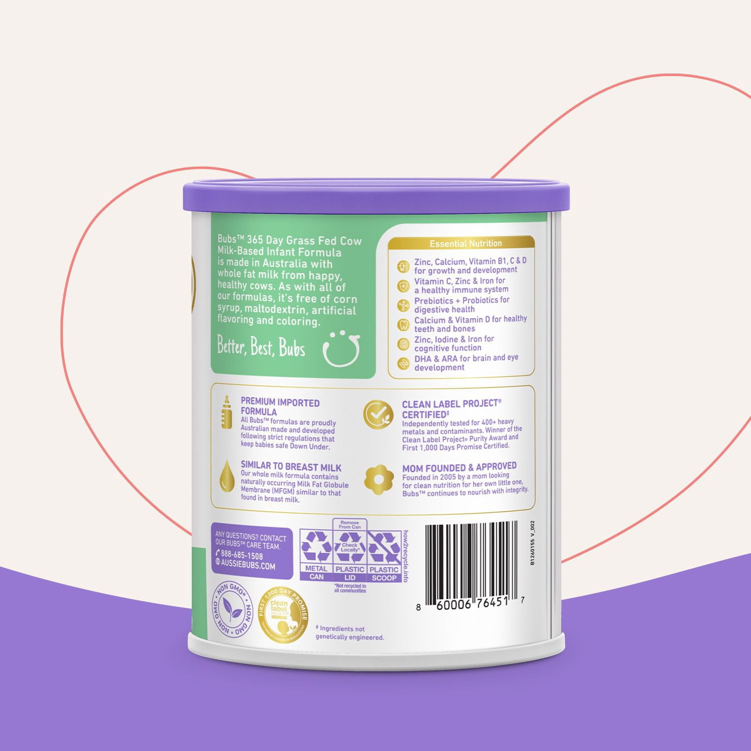Bubs Grass Fed Infant Formula Powder with Iron, 20 oz., 3 pk