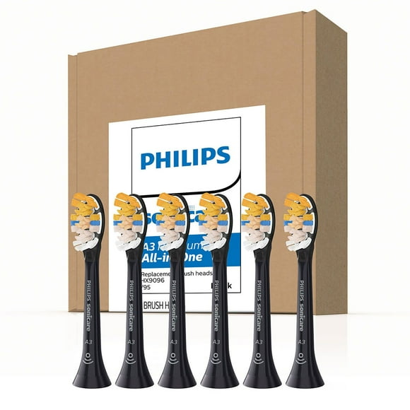 Philips Sonicare Premium All-in-One Replacement Toothbrush Heads, Black, 6 ct.