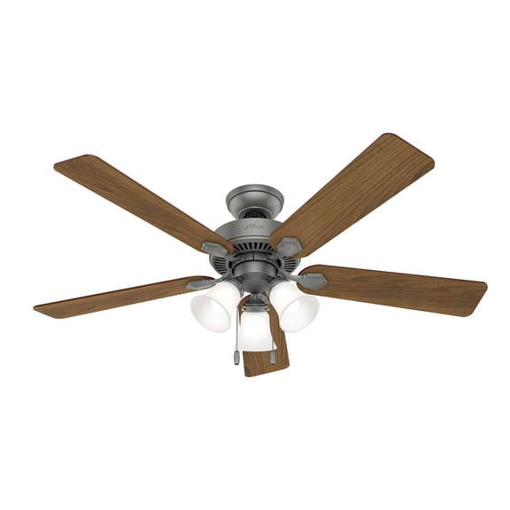 Hunter 52 inch Swanson Matte Black Ceiling Fan with LED Light Kit and Pull Chain