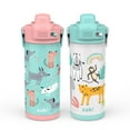 thumbnail image 2 of Zak Designs 14-oz. Stainless Steel Double Wall Beacon Straw Bottle for Kids, 2-Piece Set (Choose Color), 2 of 9