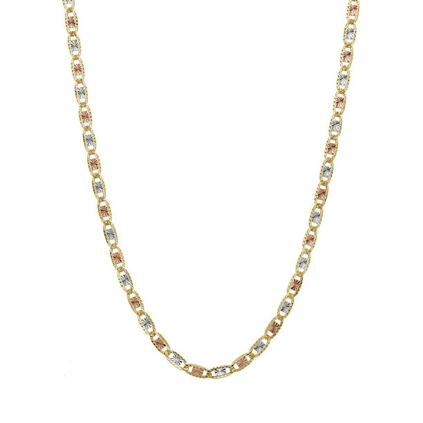 VALENTINO ネックレス Tricolor Solid Diamond Cut Valentino Necklace in 14K Gold