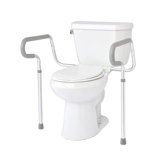 Medline Toilet Safety Rail, Adjustable Height 26" to 31", 300 lb Capacity