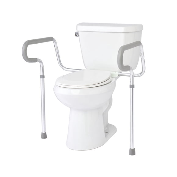 Medline Toilet Safety Rail, Adjustable Height 26" to 31", 300 lb Capacity