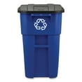 thumbnail image 3 of Rubbermaid Commercial BRUTE Recycling Rollout Trash Can with Hinged Lid, Blue 50 gal., 3 of 7