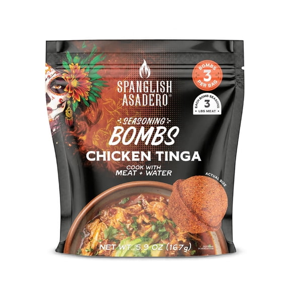 Spanglish Asadero Seasoning Bombs, Chicken Tinga, 3 pk.