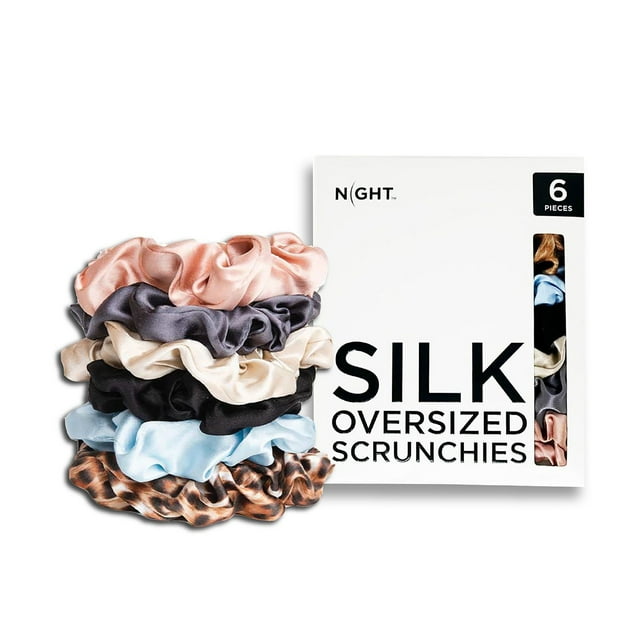 NIGHT Anti-Crease Silk Oversized Scrunchies, 6 ct.